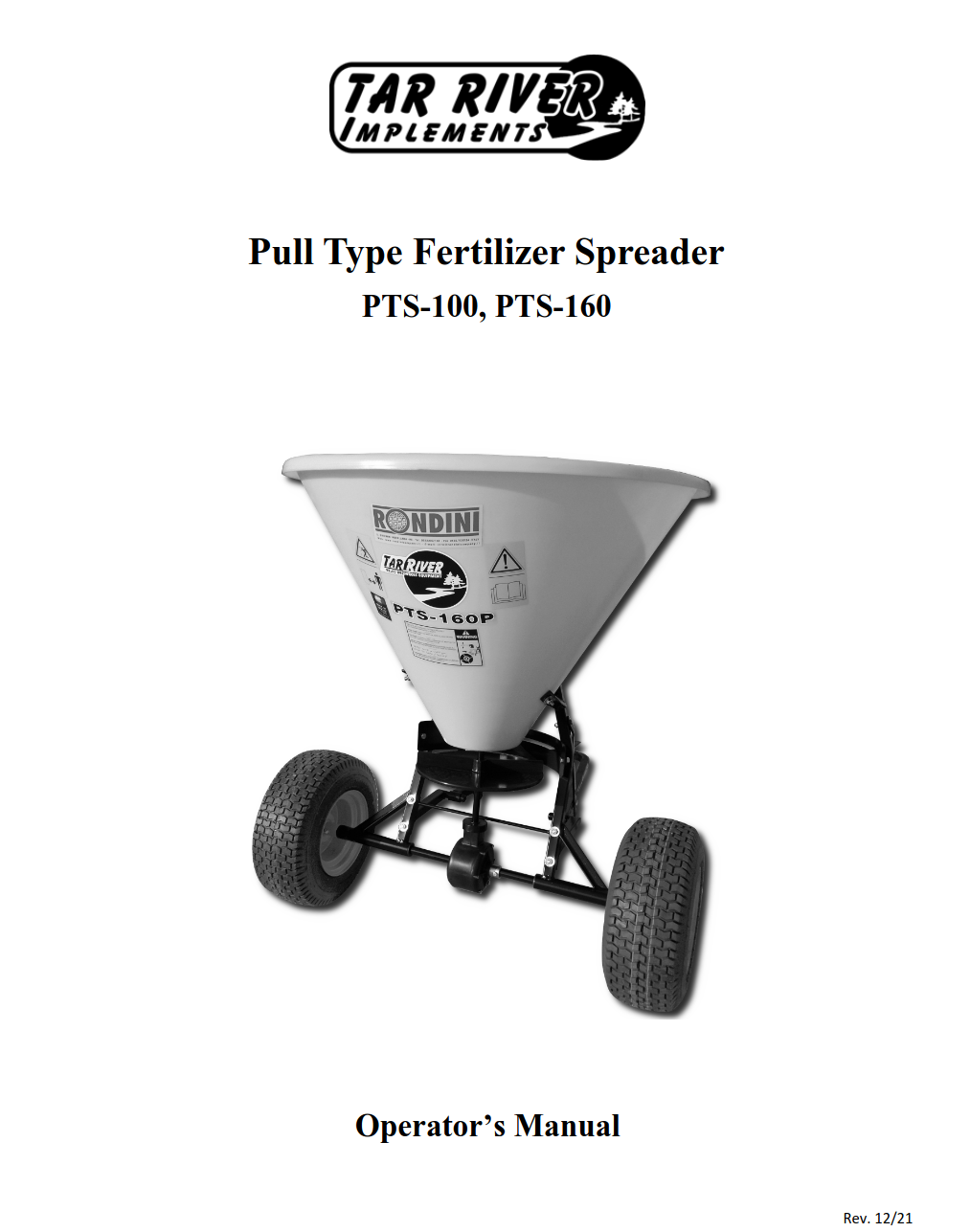 PTS-100, PTS-160 Pull Type Spreader Manual